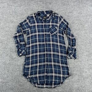 Rails Shirt Dress Womens Medium Blue Plaid Long‎ Sleeve Button Front Casual